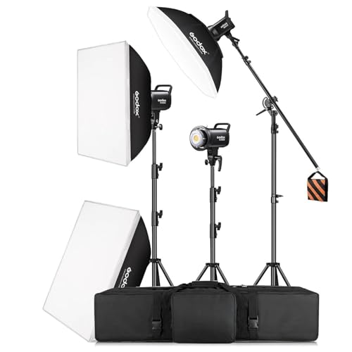 Image of Godox 3 Pack SL-60II bi 180W CRI95+ White Continuous Output Lighting LED Video Light Bowens Mount Kit for YouTube,Video Shooting,Studio,Children Photography,Wedding &Softbox,Light Stand,Carrying Bag