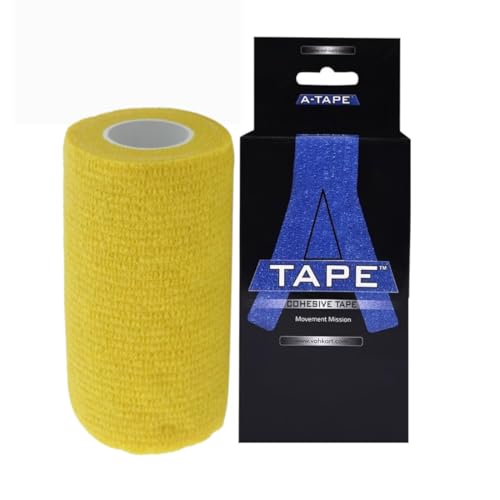 Image of A-Tape Breathable Self Adhesive Cohesive Bandage for Humans & Pets (Dogs, Cats, Birds) -Sports, Wrap, Athletic, Non Woven First Aid Medical, Wrist, Swelling (10 cm X 4.5 mtr) (Pack Of 1 Yellow)