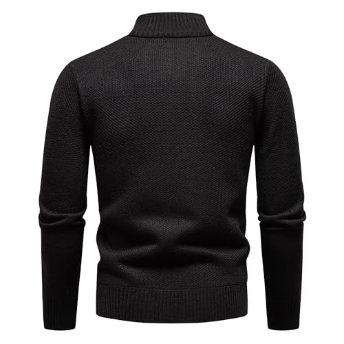 Men's Quarter Zip Pullover Mock Neck Long Sleeve Knitted Sweaters Casual Slim Fit Polo Sweater3