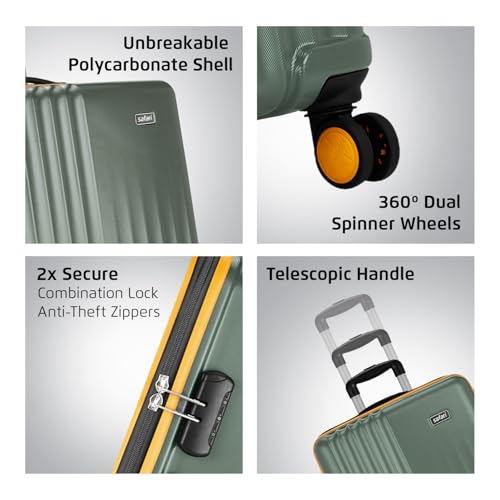 Image of Safari Citymiles 69 Cm Medium Checkin Trolley Bag - 8 Wheels Hard Case Polycarbonate, 360 Degree Wheeling, Antitheft Zipper, Luggage Suitcase for Travel, Thyme Green