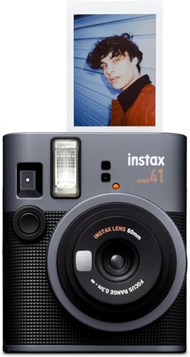 Image of Fujifilm Instax Mini 41 Instant Camera Vintage Black. + Fujifilm Value Pack (40 Sheets) + Shutter Accessories Bundle, Includes Vintage Style Compatible Carrying Case, Black Photo Album 64 Pockets
