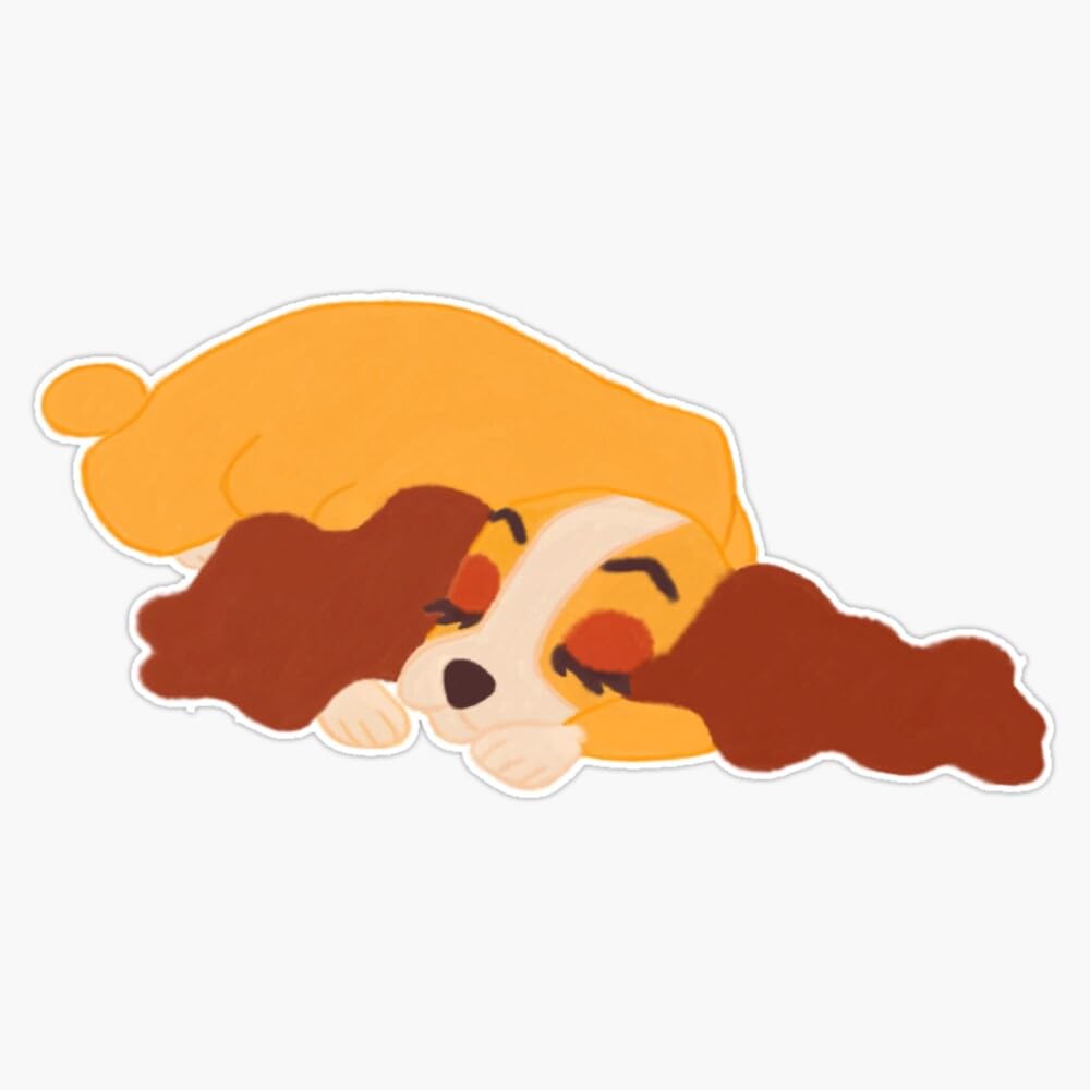 Sleeping Lady from Lady and The Tramp Sticker Vinyl Waterproof Sticker Decal Car Laptop Wall Window Bumper Sticker 5"