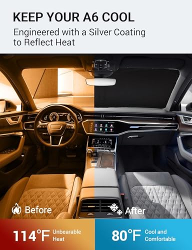 Image of Proadsy 2026 Upgrade Windshield Sun Shade Custom Fit 2019-2025 Audi A6 Foldable Front Sunshade Protector Sun Visor Blocks UV Rays Keep Car Cooler