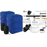 2PK Inflatable Travel Foot Rest Pillow, Toddler & Kids Airplane Bed, Adjustable Height Leg Pillows, Airbrush Gun with Airbrush Cleaning Kit, Airbrush Kit Spray Gun 0.3mm Needles Gravity Dual - Action