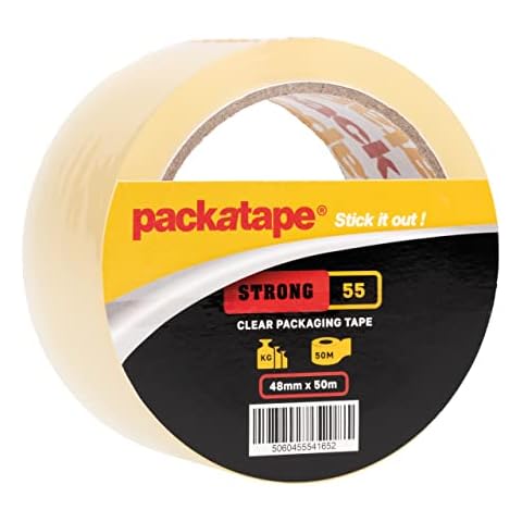 Packatape Single Roll Strong Clear Packaging Tape 48mm x 50m Ideal for Parcel, Packing, Packaging, Storage Cardboard Boxes Cover