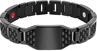 سوار مغناطيس مكون من 4 عناصر من ألياف كربونية تمنح طاقة مغناطيسية قوية للغاية بقوة 3500 جاوس للرجال من فيروز جوليري