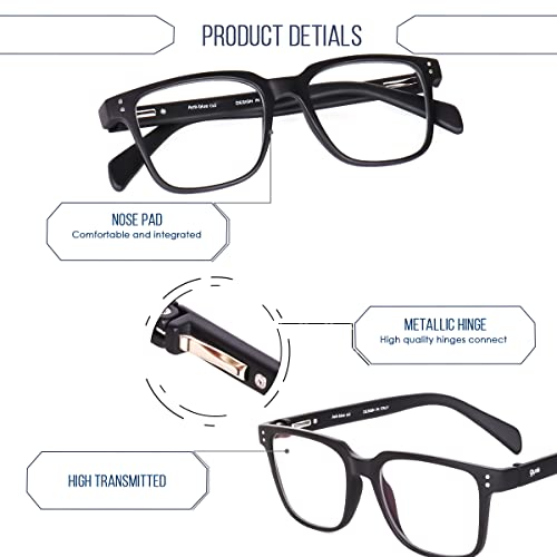 Image of GYNK || Computer Glasses with no power blue cut lens || Trending,Rectangular,Unisex,UV Protection,Zero Power Spectacle || Stylish and Unique Eyeglasses Frame for Women and Men