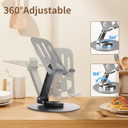 Image of 2 Pack Dual Folding Mobile Phone Stand,360 Degree Rotating Mobile Phone Holder for Desk,Compatible with All Smartphones (Grey&Grey)