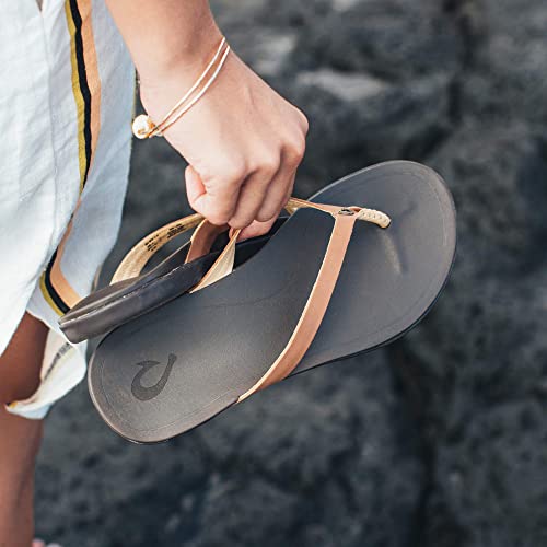 OLUKAI Ho'opio Leather Women's Beach Sandals, Full-Grain Leather Flip-Flop Slides, Modern Low Profile Design & Comfortable Fit4