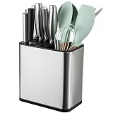 BIARTS 2 in 1 Universal Knife Block without Knives Stainless Steel Knife Holder for Kitchen Counter
