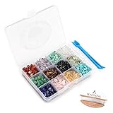 BEADNOVA 5mm-8mm Gemstone Crystal Chips Stone Irregular Shaped Crushed Beads for Jewelry Making (Box Set with 2 Meters Crystal Stretch Cord & Handy Tool), Set 1