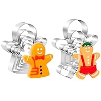 Gingerbread Man Cookie Cutter, 10-Piece Set for Baking, Includes 5 Male and 5 Female Shapes, Perfect for Christmas and Halloween Cookie Decorations, DIY Party Crafts