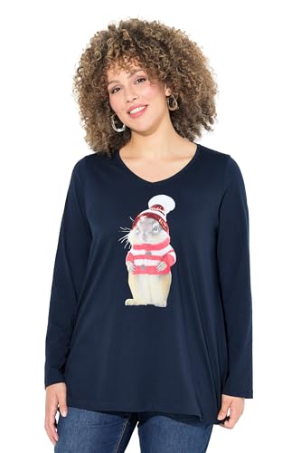 T-shirt de Noël femme manches longues col V le cadeau idéal avec motif écureuil