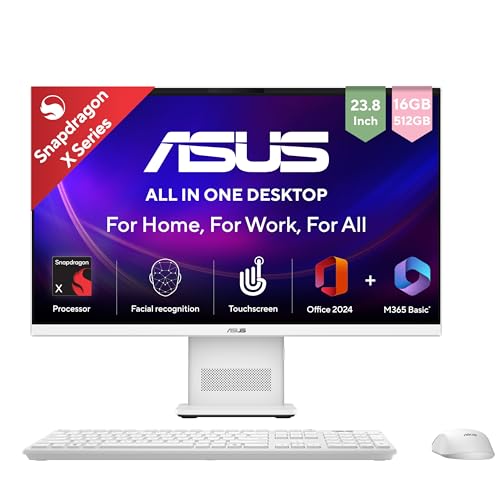 ASUS AiO VM441 (2026),Snapdragon X,Qualcomm Adreno iGPU,16GB RAM,512GB SSD,FHD,Touch screen,23.8