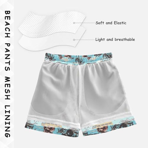 ALAZA Gorilla Ocean Palm Tree Boys Quick Dry Beach Board Shorts Kids Swim Trunks Bathing Suit Swimsuit4