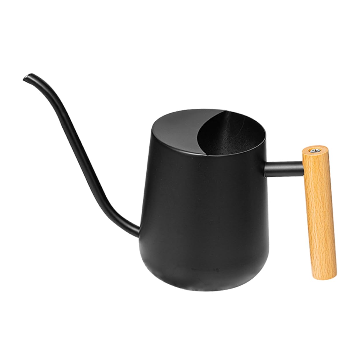 1000ml Annaffiatoio Manico in Legno in Acciaio Inox Nero