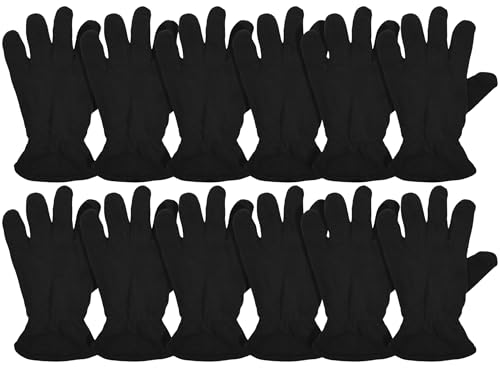 Image of 12 Pair Winter Fleece Gloves Mens Thermal Soft Warm Cozy Cold Weather Outdoor Sports