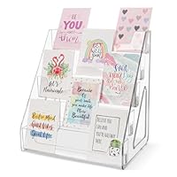 Greeting Card Display Stand 5 Tier Acrylic Greeting Card Rack Clear Postercard Holder Tiered Display Stand Brochure Holder Stand Magazine Organizer Rack Sticker Organizer for 5x7 4x6 Cards Menus Photo