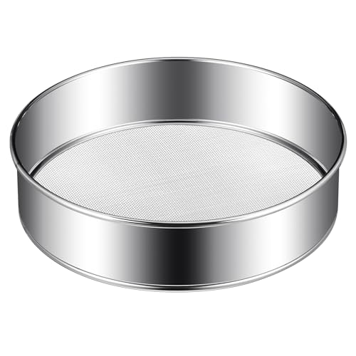 Patelai 1 Pc Stainless Steel Round Flour Sifter Sieve Fine Mesh for Bake Decorate Cakes, Pies, Pastries, Cupcakes (8 Inch 60 Mesh)