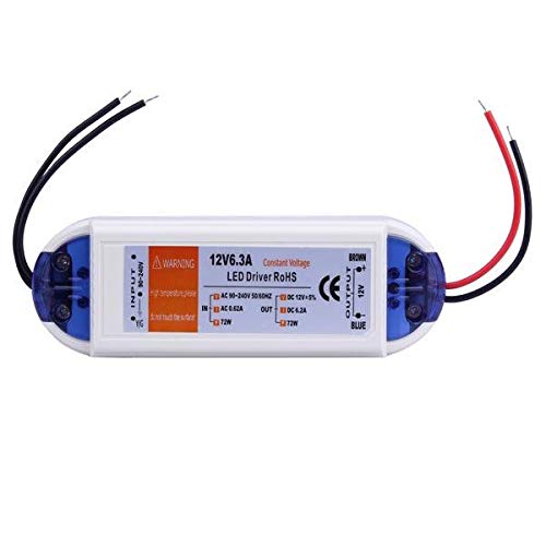 XiaoMall 12V 72W LED Power Supply Driver Transformer Adapter AC 90-240V