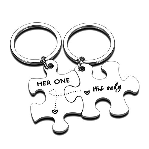 Product Image of the 2Pcs Valentines Day Couple Keychains Set Best Gift for Boyfriend Girlfriend Anniversary Christmas Birthday Wedding Things for Husband Wife Women Men Him Her