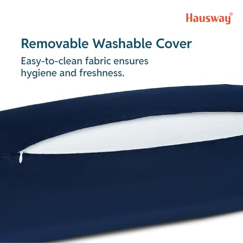 Image of Memory Foam Bolsters for Sofa, Bed Pillows for Rest and Support - Navy Blue Velvet Cover, 22 inch x 8 inch x 8 inch - Pack of 1