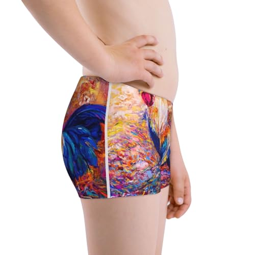 Boys' Cotton Boxer Brief Soft Underwear-Rooster Oil Painting2