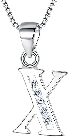 Clearine Initial Necklace Women 925 Sterling Silver Cubic Zirconia 26 Letters Alphabet Personalized Charm Pendant Necklace Birthday Christmas Gift for Girls