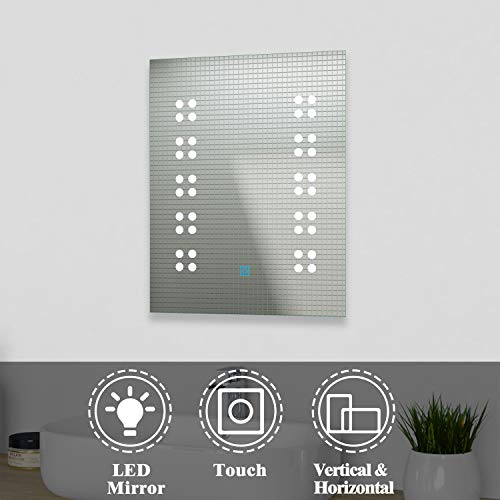 Xinyang 500x700 Wall Mounted Bathroom Mirrors with Lights,Demister Pad,Dot,Dual Touch Control
