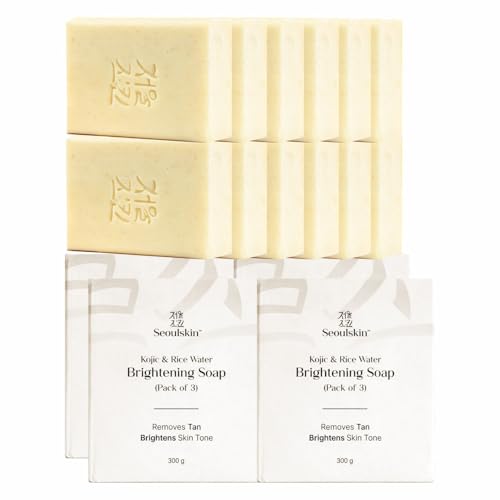 Image of SeoulSkin Kojic & Rice Water Brightening Soap (Pack of 12) | Fades Dark Spots, Tan & Pigmentation | Glowing Skin | Paraben-Free | For Men & Women | All Skin Types