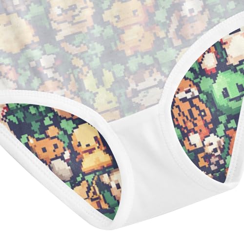 ZZKKO Cartoon Animals Pixel Style Girls Underwear Toddler Panties for Girls Comfort Brief Size 2-8T4