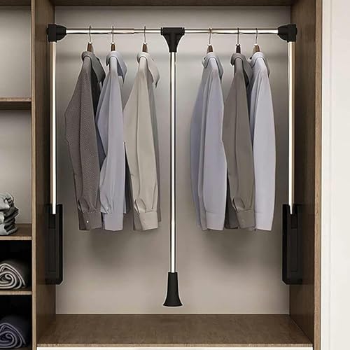 AYCDL Heavy Duty Pull Down Wardrobe Rail with Wall Mounts, Adjustable Width for Closet,Color-660-890mm