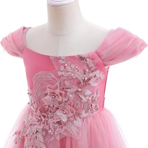 Flower Girl for Wedding 3D lace Flowers Pageant Dresses for Girls with Bow-Knot4