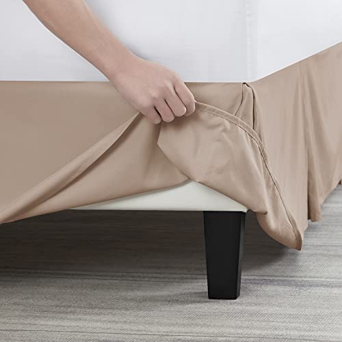 Image of Nestl Taupe Full XL Bed Skirt - Full XL Size Bed Skirt 14 Inch Drop - Brushed Microfiber Bed Skirts - Hotel Quality Pleated Bed Skirt - Shrinkage & Fade Resistant