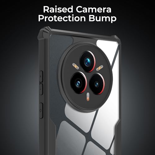 Image of A rtistque Clear Hard Transparent Acrylic Armor Anti-Drop Shockproof TPU Edge Back Cover Case for Realme 14 Pro Plus - Black
