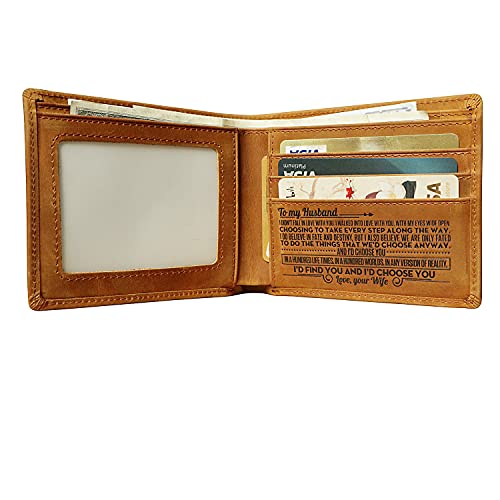 Mens Wallets to My Husband Bifold Leather Wallets for Men Wife to My Love Gift With Loving Saying3