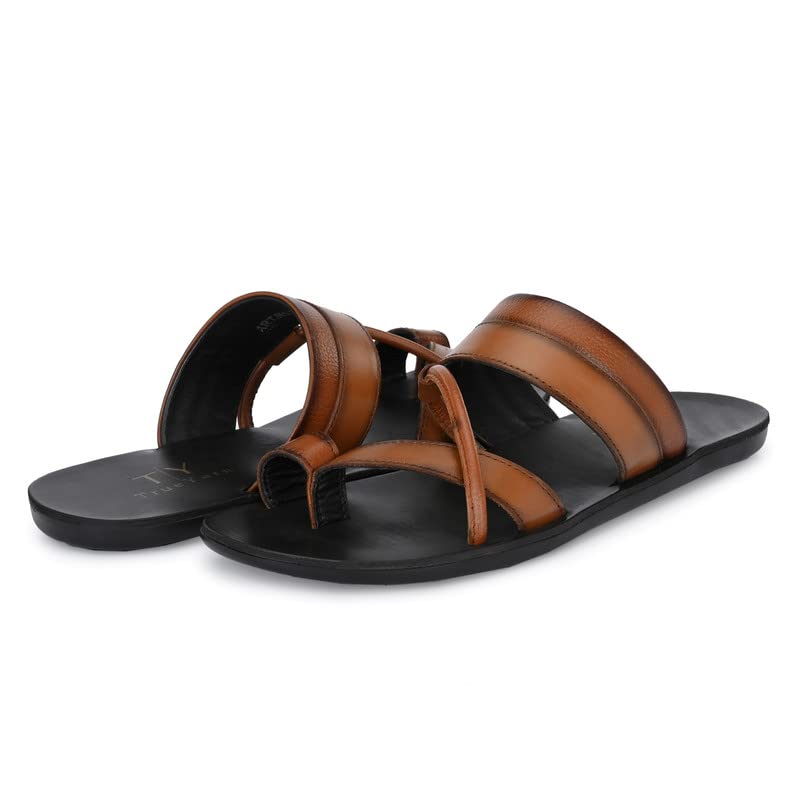 Image of Men's Original Leather Slippers | Thong Slippers For Men | Stylish & Trendy | Double Toned | Durable | Casual