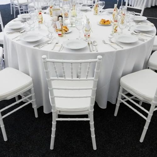 Nappe ronde en satin blanc infroissable pour table banquet - 3