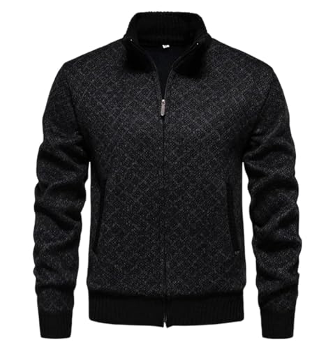 Men Stand Collar Cardigans Knitted Sweaters Casual Sweater Mens Fleece Warm Cardigans