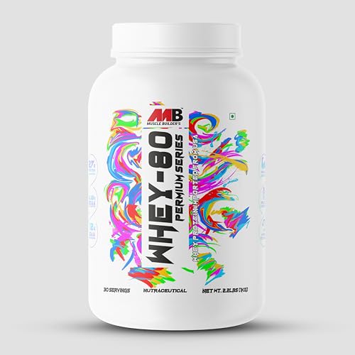 Image of M B Muscle Builder's Whey-80 Premium Series Whey Protein Powder | High Protein Shake | No Added Sugar and Low Fat | Protein Blend | USA Imported Whey Protein | Caffe Mocha Flavour | 2.2 Lb