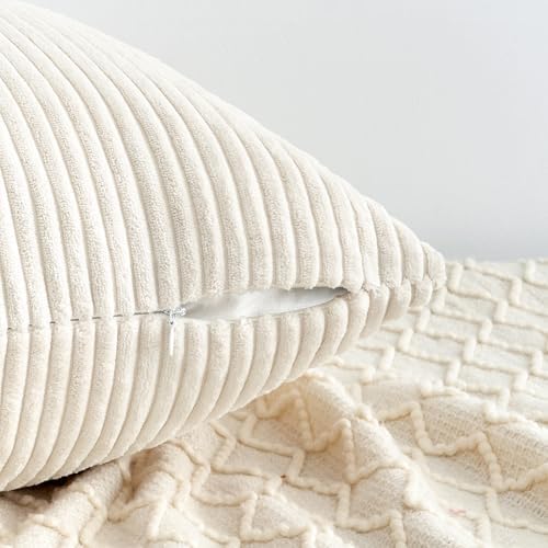 Topfinel Kissenbezug 60x60 cm Kordsamt Kissenbezüge Creme 4er Set Kissenhülle Dekokissenbezug sofakissen dekokissen deko für Sofa… – Ansicht 3