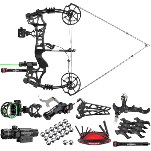 ZSHJGJR Compoundbogen Set Dual-Use Compound Bogen für Pfeile & Stahlkugeln - Sportbogen Compoundbogen für Jagd & Training/Pfeil und Bogen Set mit Zubehör/Rechts- oder Linkshänder Bogen (Set 2)