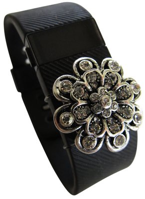 Value Bundled Bling Band Charm Jewelry Accessories, Pendants and Bonus Fastener (with Some Styles) for Fitbit Charge, Charge 2 or Charge HR (TM) (One Size, Happiness Silver)