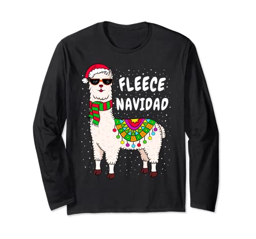 Pile Feliz Navidad Lama Natale Carino Lama Regalo di Natale Maglia a Manica