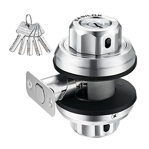 Twist to Lock Deadbolt Lock Without Any Keys with Anti-Mislock Button Front Door Lock Door Knob Set with Single Cylinder Stainless Steel casiting Promise Never Rust Night Latchenchanced Safety Silver