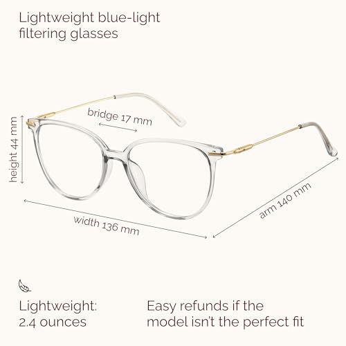 Image of Gaoye Round Blue Light Blocking Glasses - 3 Pack | UV400 Protection, Round TR90 Frames, Metal Arms, Matching Soft Case, Black + Tea Leopard + Transparent