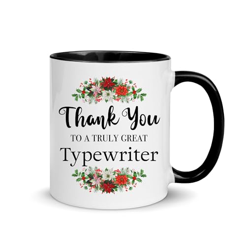 DesiDD Typewriter Appreciation Gifts, Typewriter Thank You Gifts for Men Women, A Truly Great Mug, Birthday Christmas Day Retirement Boss Manager Female Lady, Black Accent Coffee Cup