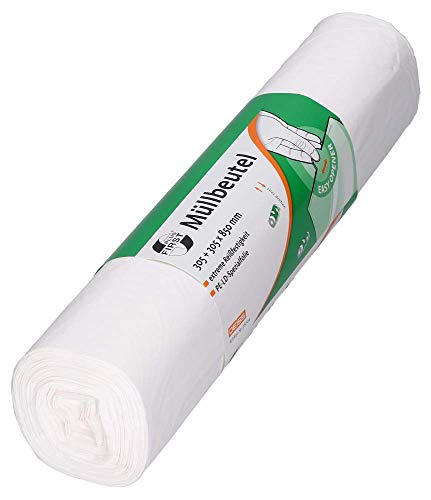 Lot de 50 sacs poubelle en PEBD Blanc 80 l Cover