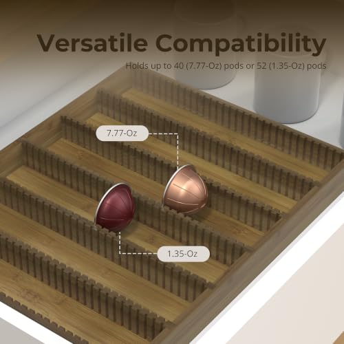 Image of for Nespresso Vertuo Capsules Bamboo Coffee Pod Drawer Organizer
