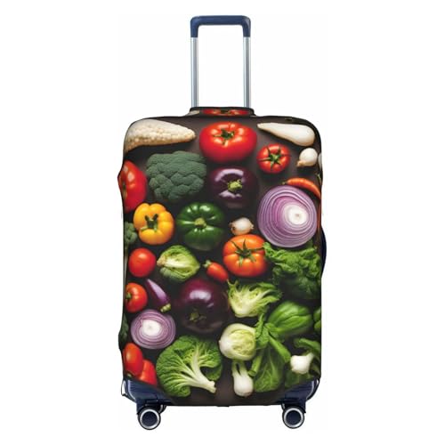 Introduction Of Various Vegetables Print Travel Elastic Suitcase Luggage Baggage Cover Protector, Washable And Anti-Scratch